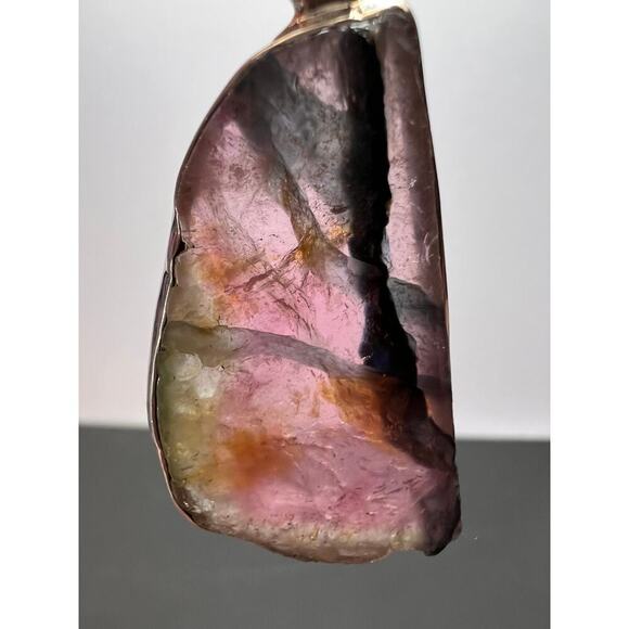 NEW Watermelon multi tourmaline sterling silver pendant 7.91 grams - Picture 2 of 11